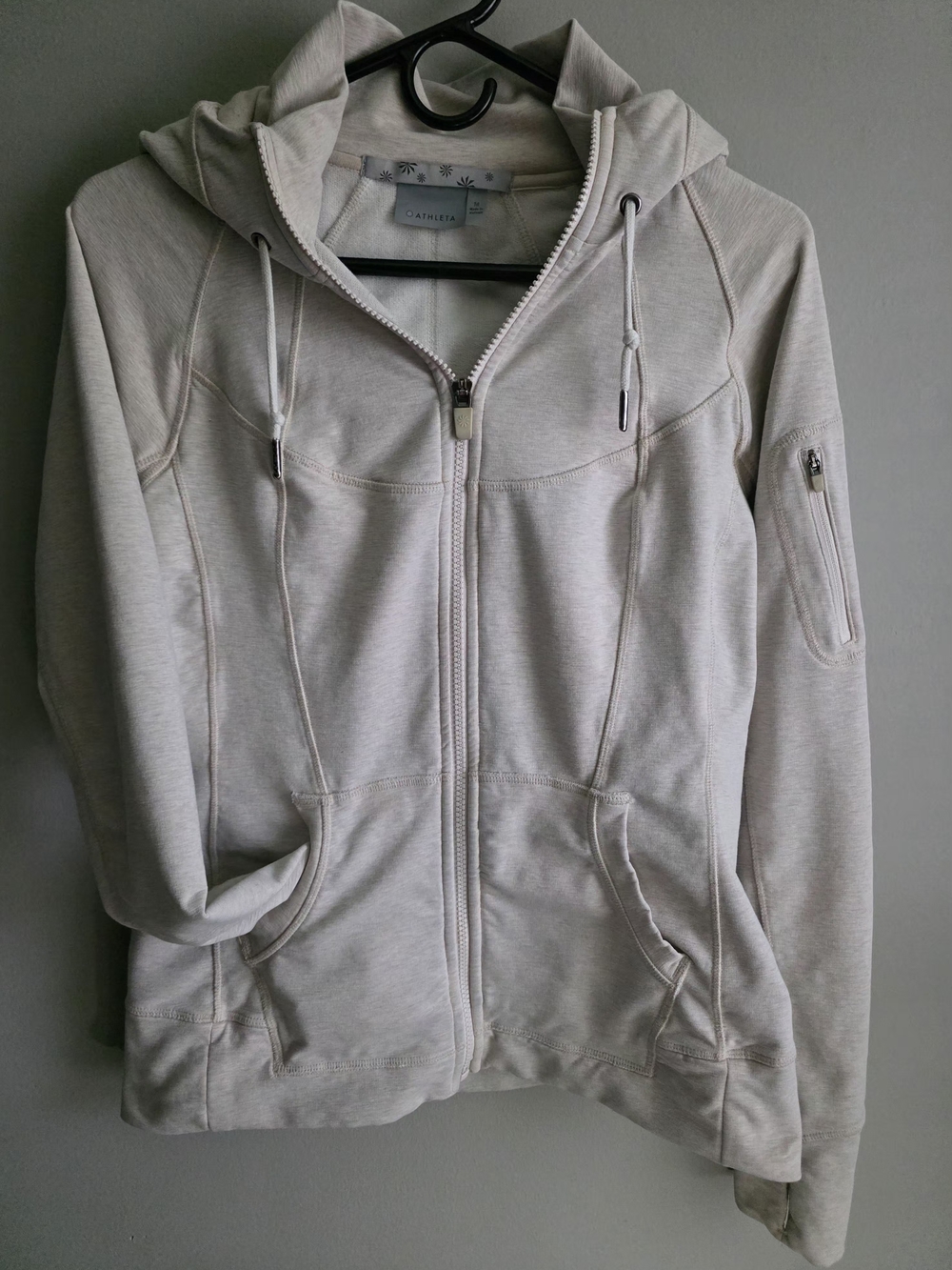 Athleta Beige/Neutral Zip Up Hoodie Jacket, Size M